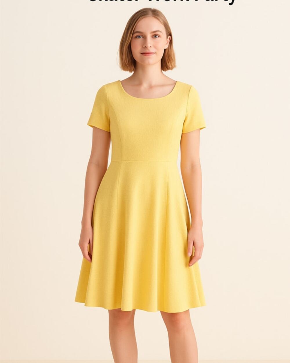 Talbots Yellow Fit & Flare Dress 10 Short Sleeve Textured‎ Skater Work Party